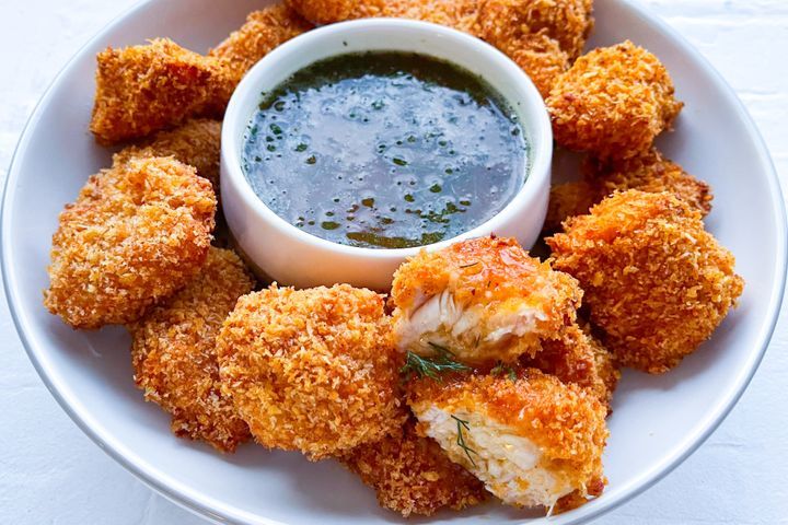 Air fryer chicken schnitzel bites